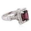 Image 2 : 14KT White Gold 3.09ct Rhodolite Garnet and Diamond Ring