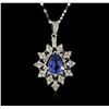 Image 1 : 14KT White Gold 2.73ct Tanzanite and Diamond Pendant With Chain