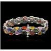 Image 2 : 14KT White Gold 24.48ctw Multicolor Sapphire and Diamond Bracelet