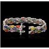 Image 3 : 14KT White Gold 24.48ctw Multicolor Sapphire and Diamond Bracelet