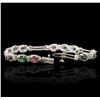 Image 3 : 14KT White Gold 1.72ctw Multi Gemstone Bracelet