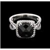 Image 1 : 5.50ct Black Onyx and Diamond Ring - 18KT White Gold