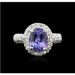 14KT White Gold 3.37ct Tanzanite and Diamond Ring