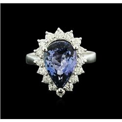 14KT White Gold 4.50ct Tanzanite and Diamond Ring