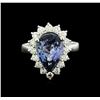 Image 1 : 14KT White Gold 4.50ct Tanzanite and Diamond Ring