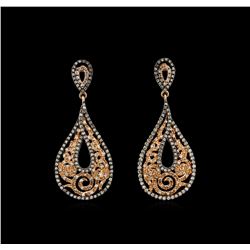 0.98ctw Diamond Dangle Earrings - 14KT Rose Gold