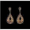 Image 1 : 0.98ctw Diamond Dangle Earrings - 14KT Rose Gold