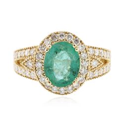 14KT Yellow Gold 1.98ct Emerald and Diamond Ring