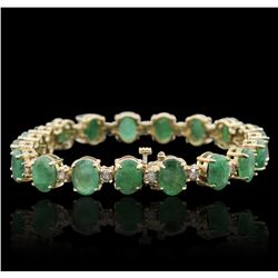 14KT Yellow Gold 20.90ctw Emerald and Diamond Bracelet