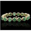 Image 1 : 14KT Yellow Gold 20.90ctw Emerald and Diamond Bracelet