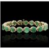 Image 2 : 14KT Yellow Gold 20.90ctw Emerald and Diamond Bracelet
