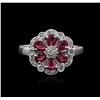 Image 1 : 14KT White Gold 1.06ctw Ruby and Diamond Ring