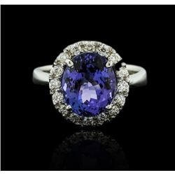 14KT White Gold 4.52ct Tanzanite and Diamond Ring