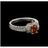 Image 2 : 1.07ct Spessartite and Diamond Ring - 14KT White Gold