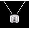 Image 2 : 0.23ctw Diamond Pendant With Chain - 18KT White Gold