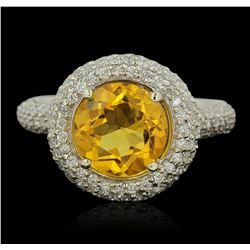 14KT White Gold 2.70ct Citrine and Diamond Ring