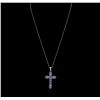 Image 2 : 18KT White Gold 1.25ctw Sapphire Cross Pendant With Chain