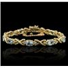 Image 1 : 14KT Yellow Gold 10.00ctw Aquamarine and Diamond Bracelet