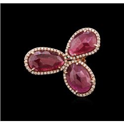 9.22ctw Ruby and Diamond Ring - 14KT Rose Gold