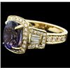 Image 2 : 14KT Yellow Gold 3.11ct Tanzanite and Diamond Ring