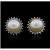 Image 1 : 14KT White Gold Pearl and Diamond Earrings