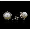 Image 2 : 14KT White Gold Pearl and Diamond Earrings