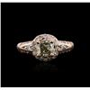 Image 1 : 14KT Rose Gold 1.48ctw Fancy Yellowish Green Diamond Ring