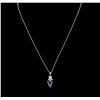 Image 1 : 1.60ct Amethyst and Diamond Pendant With Chain - 18KT White Gold