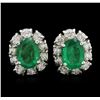 Image 1 : 2.45ctw Emerald and Diamond Earrings - 14KT White Gold