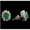 Image 2 : 2.45ctw Emerald and Diamond Earrings - 14KT White Gold