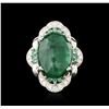 Image 1 : 14KT White Gold 4.19ctw Emerald and Diamond Ring