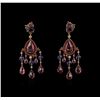 Image 1 : Ralph Lauren 54.06ctw Multi Gemstone and Diamond Earrings - 18KT Rose Gold