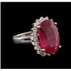 Image 2 : 10.20ct Ruby and Diamond Ring - 14KT White Gold