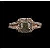 Image 1 : 14KT Rose Gold 1.33ctw Fancy Green Diamond Ring