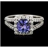 Image 1 : 14KT White Gold 1.41ct Tanzanite and Diamond Ring