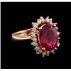 Image 2 : 14KT Rose Gold 5.17ct Ruby and Diamond Ring