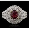 Image 1 : 18KT White Gold 1.43ct Ruby and Diamond Ring