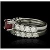 Image 2 : 14KT White Gold 1.62ct Ruby and Diamond Wedding Set