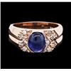 Image 1 : 14KT Rose Gold 4.30ct Sapphire and Diamond Ring