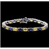 Image 1 : 14KT White Gold 14.97ctw Blue and Yellow Sapphire Bracelet