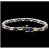 Image 2 : 14KT White Gold 14.97ctw Blue and Yellow Sapphire Bracelet