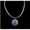 Image 1 : 14KT White Gold 83.22ctw Tanzanite and Diamond Necklace