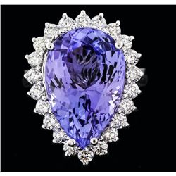 14KT White Gold 11.18ct Tanzanite and Diamond Ring