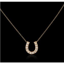 14KT Rose Gold 0.20ctw Diamond Pendant With Chain