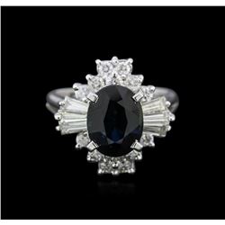 2.48ct Sapphire and Diamond Ring - 14KT White Gold