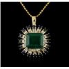 Image 1 : 14KT Rose Gold 7.68ct Emerald, Sapphire and Diamond Pendant With Chain