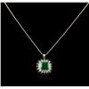 Image 2 : 14KT Rose Gold 7.68ct Emerald, Sapphire and Diamond Pendant With Chain