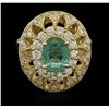 Image 1 : 1.64ct Emerald and Diamond Ring - 14KT Yellow Gold