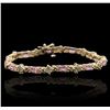 Image 1 : 14KT Yellow Gold 6.24ctw Pink Sapphire and Diamond Bracelet