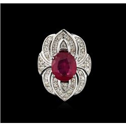 14KT White Gold 4.42ct Ruby and Diamond Ring